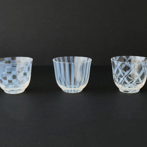 Hirota Glass Cold Tea Glass Checkered Pattern | Soba Choko