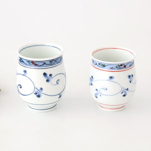 Japanese Cup Hand-drawn Arabesque Blue | Yunomi Hasami Ware