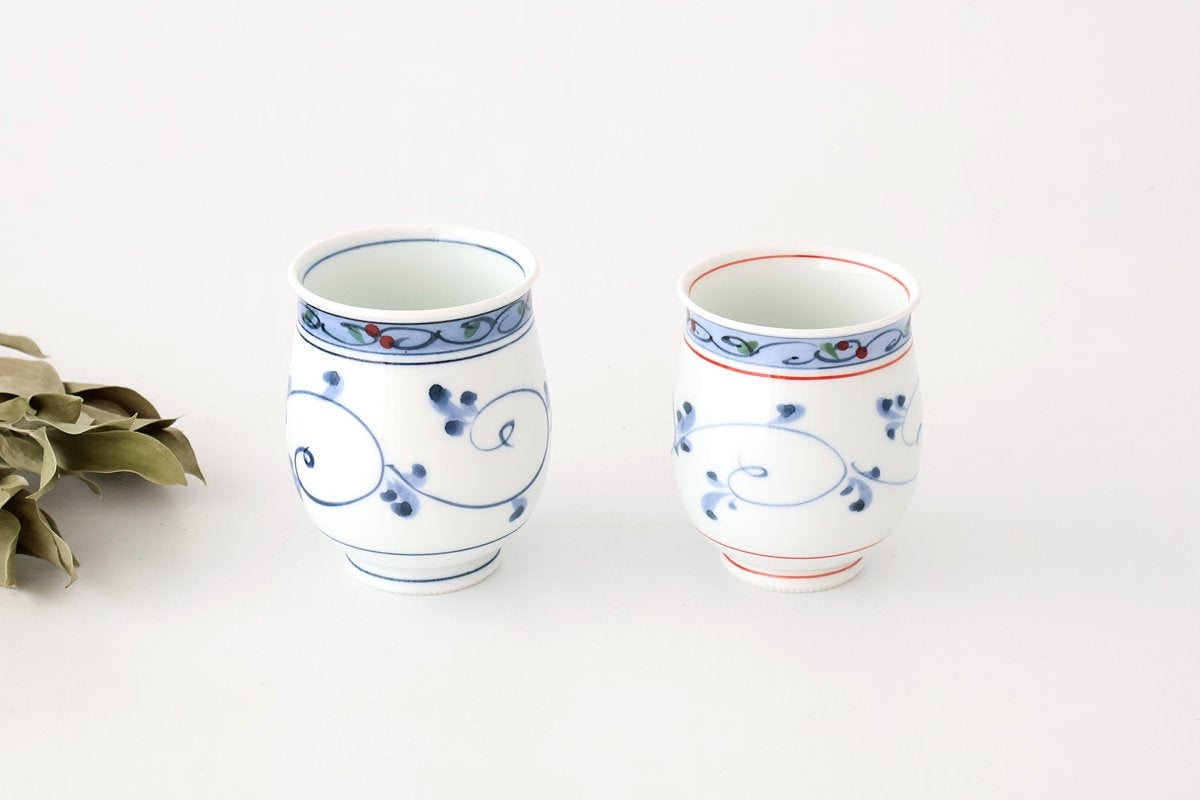 Japanese Cup Hand-drawn Arabesque Blue | Yunomi Hasami Ware