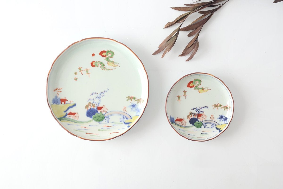 Serving Plate Colored landscape Pattern  11.4㎝/4.5in｜Arita Ware