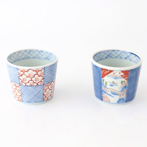 Soba Choko Check and Flower | Free Cup Arita Ware