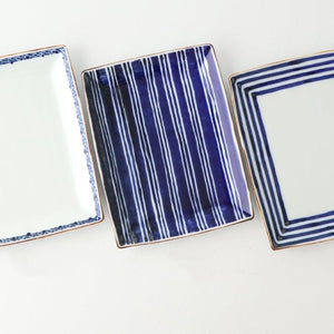 Rectangle Plate Bule and White Stripes | Sushi Plate Arita Ware