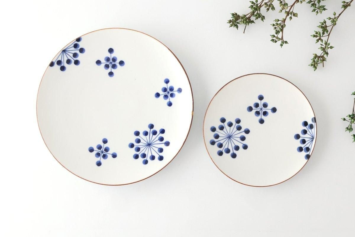 Yoshida Ware Round Plate Flower-dot 21cm/8.3in