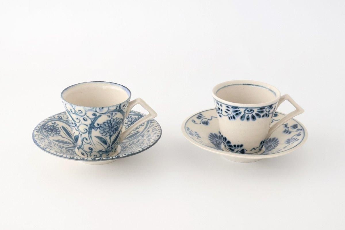 [UTSUWABI Special Order] Cup & Saucer Blue Big Flower Annan | Mino Ware