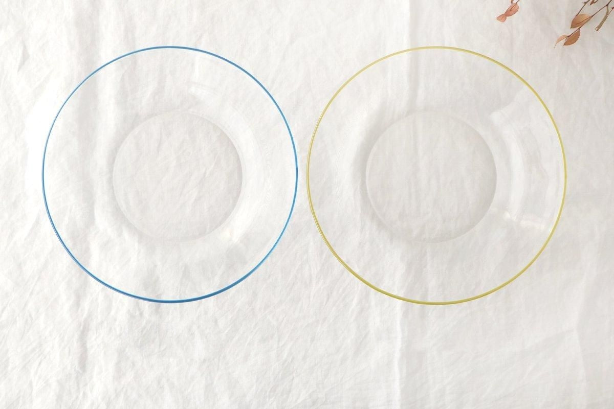 POTPURRI bitte Round Glass Plate Blue 20.5㎝/8in