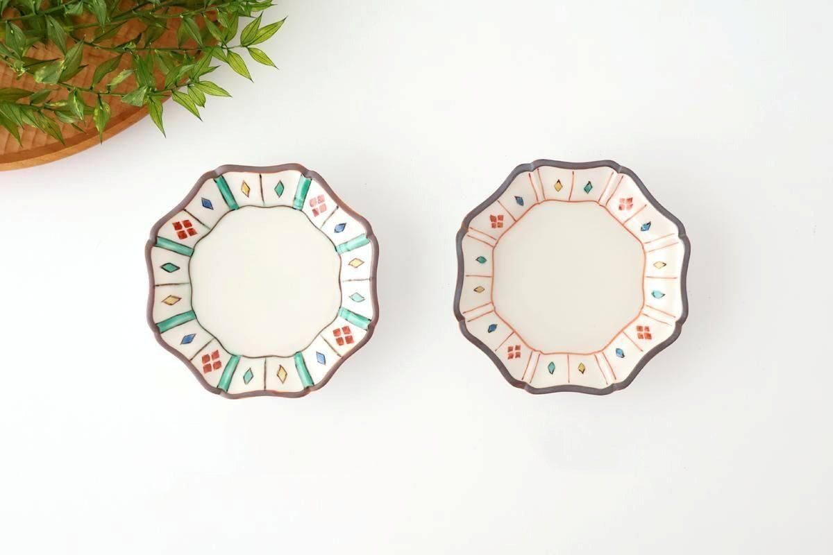 Kutani Bitoen Octagonal Plate Diamond  Pattern 11cm/4.3n | Kutani Ware