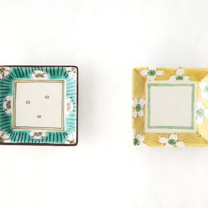 Kutani Bitoen Square Plate White Floral Pattern 9cm/3.5in | Kutani Ware