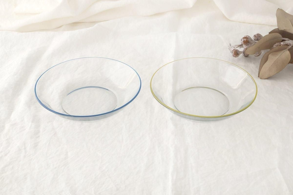 POTPURRI bitte Round Glass Plate Blue 17.5㎝/6.9in