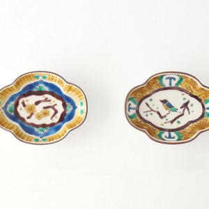 Kutani Bitoen Guard-shaped Plate Old Kutani-style Bird Pattern | Kutani Ware