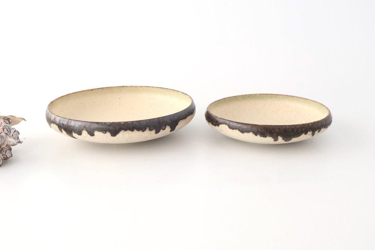 Serving Bowl White and Brown Rim Small | Mino Ware