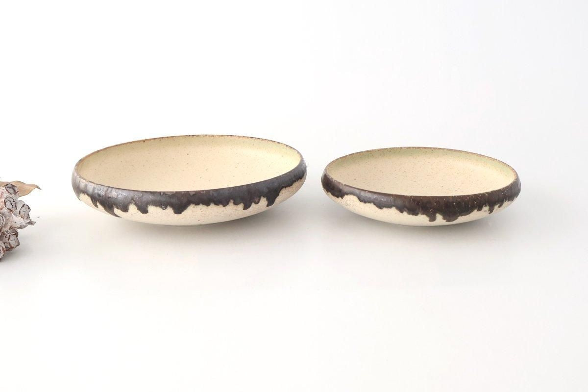 Serving Bowl White and Brown Rim Medium  | Mino Ware