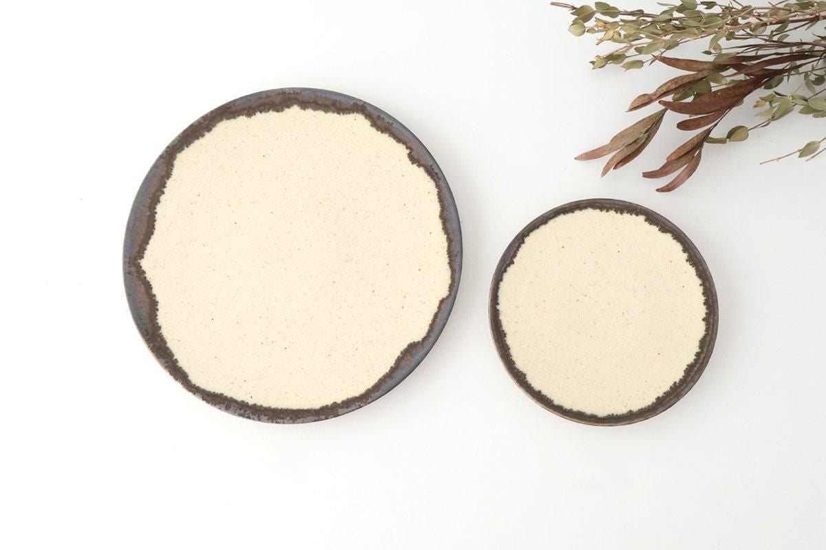 Small Plate White and Brown Rim | Mino Ware