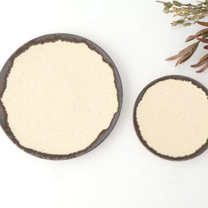 Plate White and Brown Rim Medium | Mino Ware