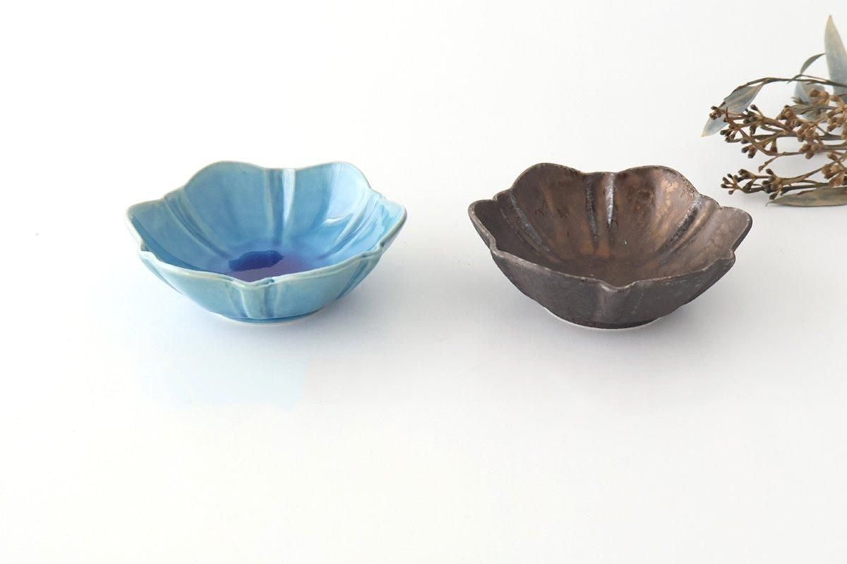 Flower-shaped Small Bowl Turquoise | Kobachi Mino Ware