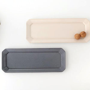 Kosen Kiln Long Octogonal Plate Black | Sushi Plate Banko Ware