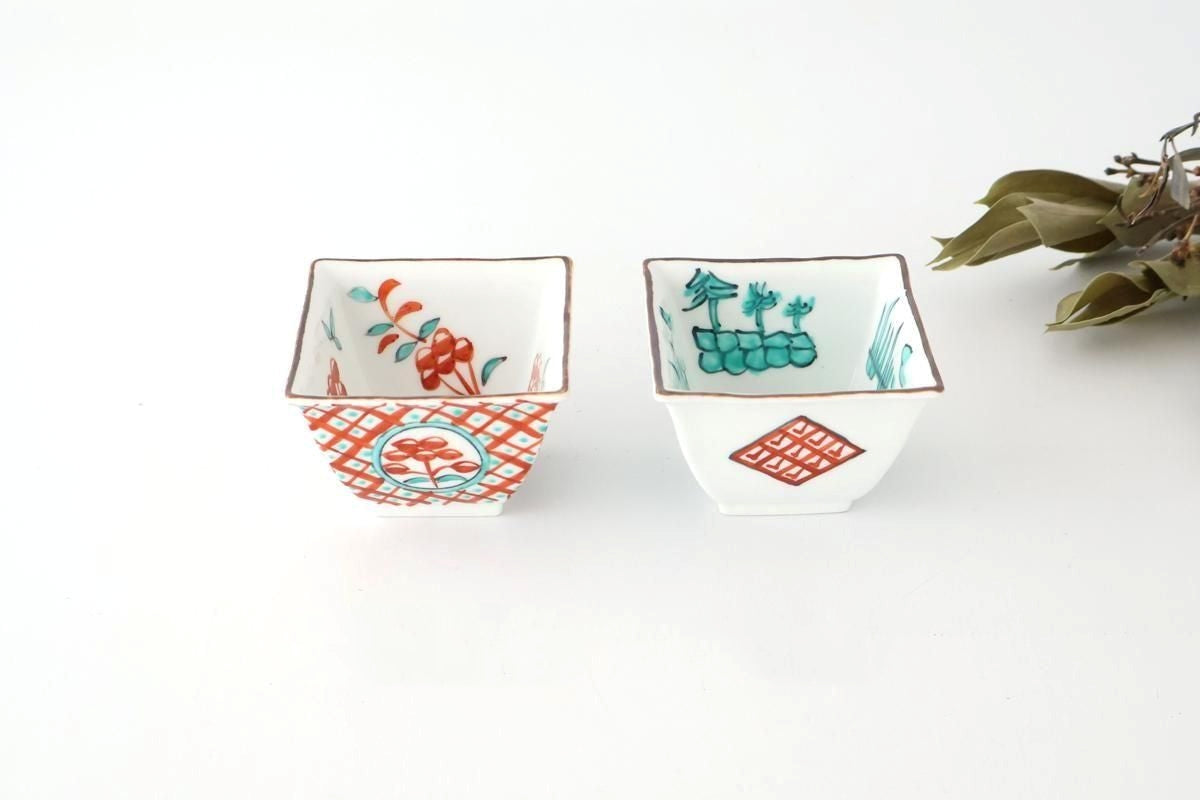 Small Square Bowl Red Lattice Pattern | Kobachi Arita Ware