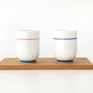 Japanese Cup Blue Lines and Plum｜Yunomi Hasami Ware