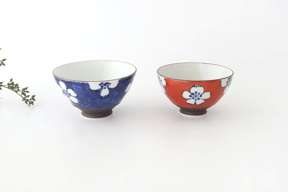 Rice Bowl Plum Pattern Red Small｜Hasami Ware