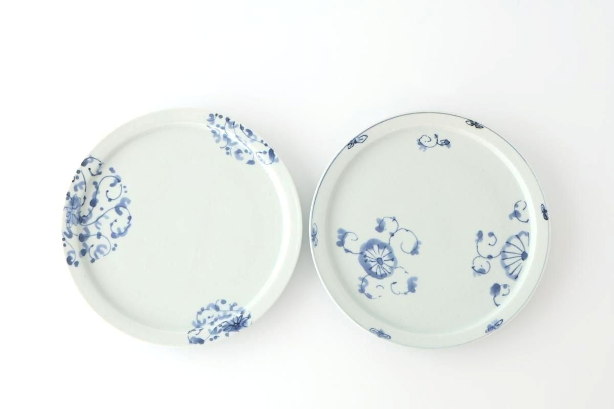 Round Flat Plate Blue Chrysanthemum 21㎝/8.3in | Arita Ware