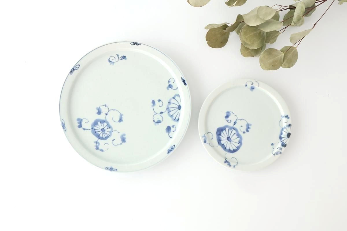Round Flat Plate Blue Chrysanthemum 14.5㎝/5.7in | Arita Ware