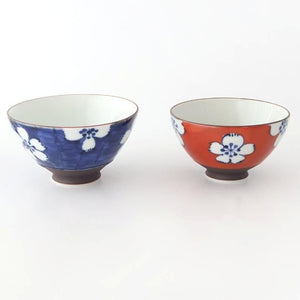 Rice Bowl Plum Pattern Blue Large｜Hasami Ware