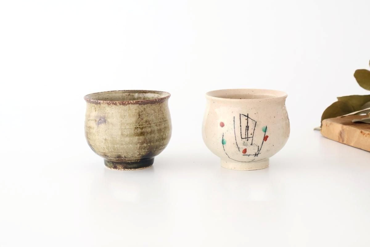 Japase Cup Gray and Green Botom | Yunomi Mino Ware