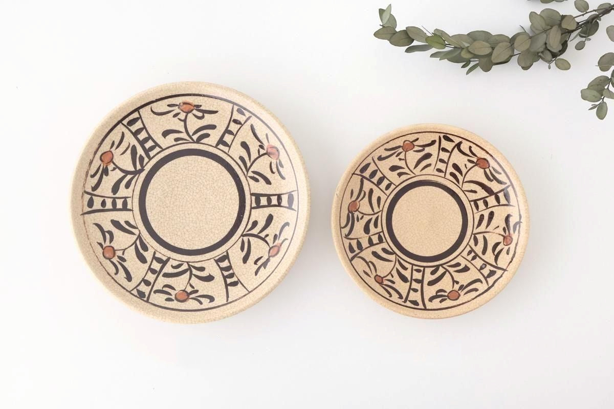 Kitagama Kasen Hiroshige Kato Round Plate Akae 21cm/8.3in | Seto Ware