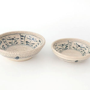 Kitagama Kasen Hiroshige Kato Round Bowl Blue Flower 14cm/5.5in | Kobachi Seto Ware