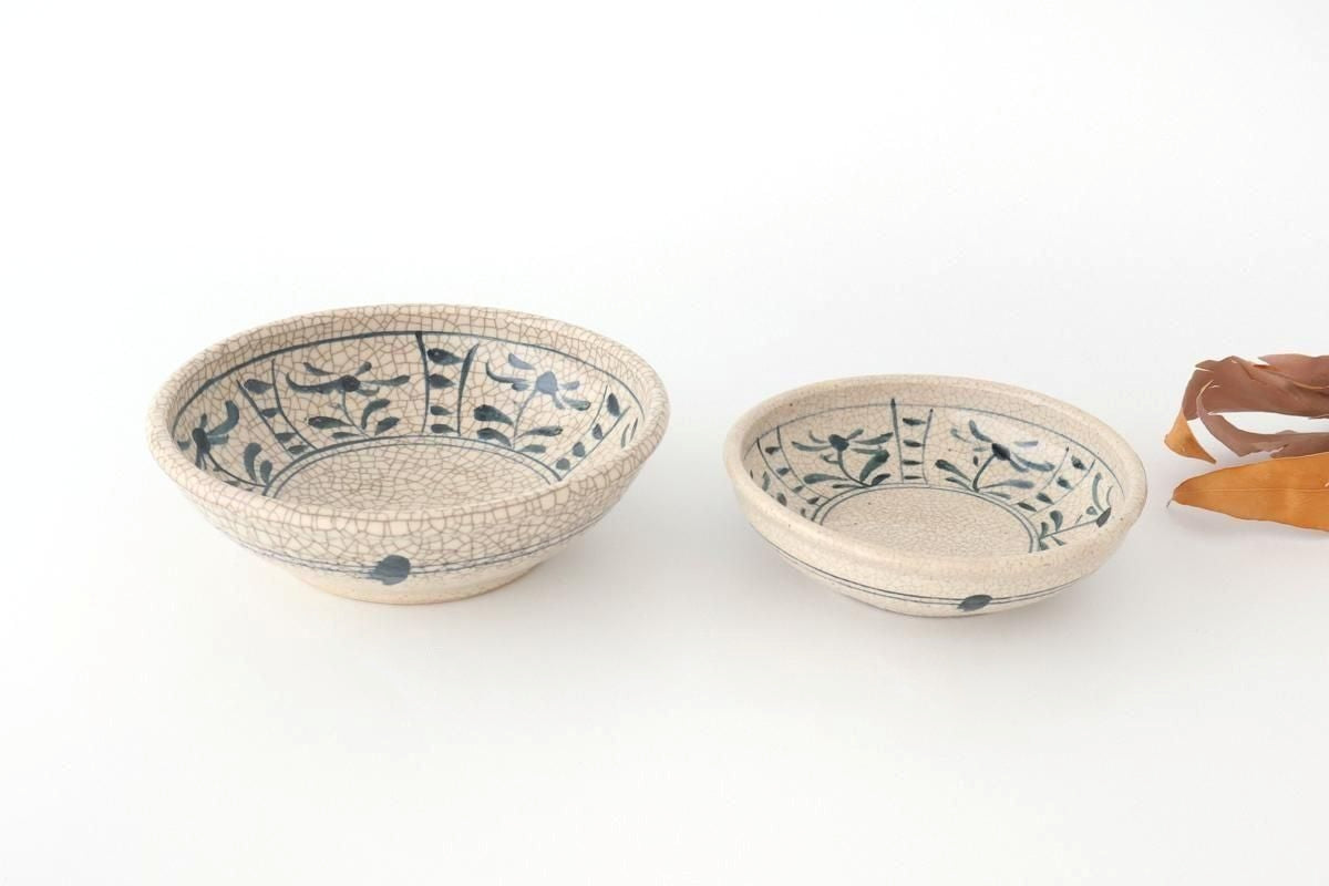 Kitagama Kasen Hiroshige Kato Round Bowl Blue Flower 14cm/5.5in | Kobachi Seto Ware