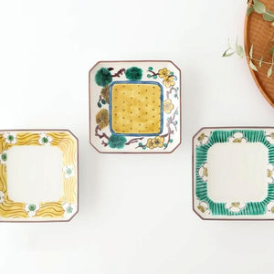 Kutani Bitoen Square Plate White Flower | Sauce Plate Kutani Ware