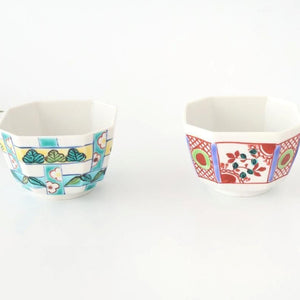 Biseki Kiln Octagonal Small Bowl Shochikubai Pattern | Kobachi Kutani Ware