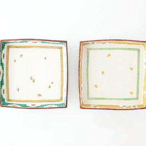 Kutani Bitoen Footed Square Plate White Flower | Kutani Ware