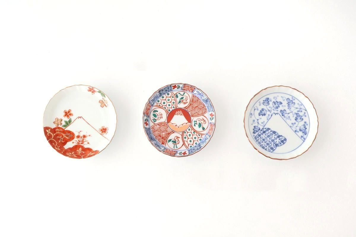 Standing-rimmed Plate Mt.Fuji and Arabesque | Sauce Plate Arita Ware
