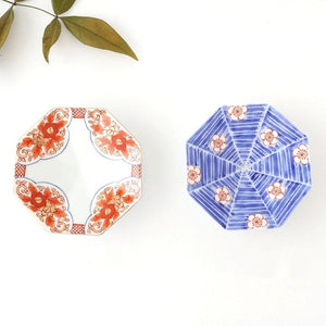 Octagonal Sauce Plate Red Floral Arabesque | Arita Ware