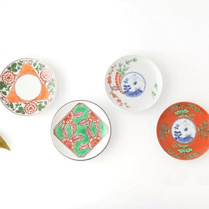 Round Sauce Plate Shochikubai and Mt.fuji | Arita Ware