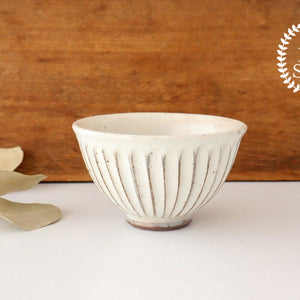 Rice Bowl Linecarved White| Mino Ware