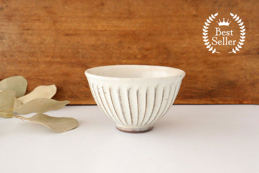 Rice Bowl Linecarved White| Mino Ware