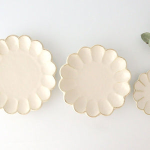 Chrysanthemum-shaped Small Plate White 12cm/4.7in | Mino Ware