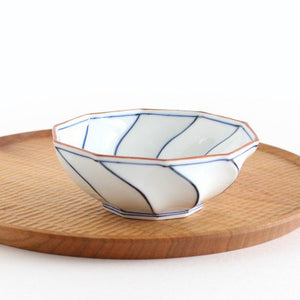 Decagonal Small Bowl Blue Line | Kobachi Hasami Ware