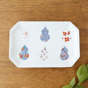 Octagonal Long Plate Imari Gourds | Sushi Plate Arita Ware