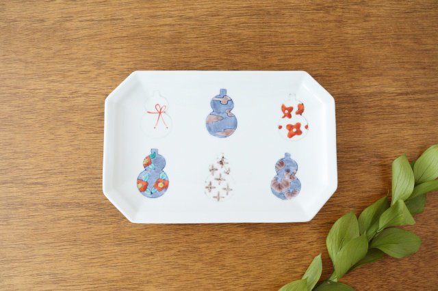 Octagonal Long Plate Imari Gourds | Sushi Plate Arita Ware