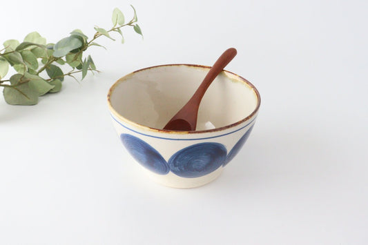 Rice bowl round row pottery blue indigo Hasami ware