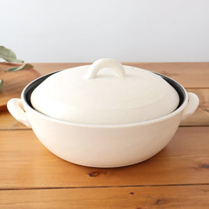 IH clay pot No. 8, white heat-resistant pottery, Banko ware