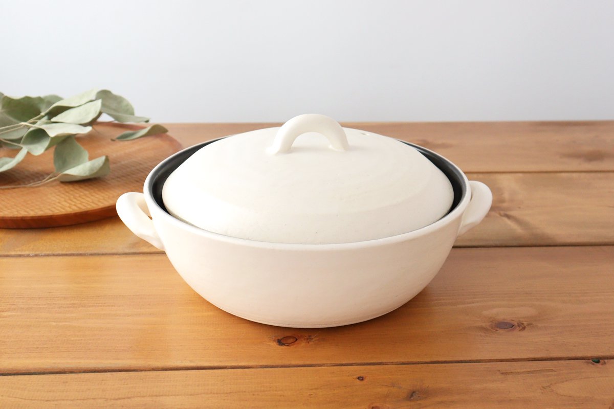 Induction Safe Donabe White | Japanese Clay Pot Banko Ware